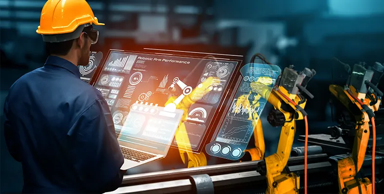 The initiative brings together a range of powerful, scalable, modular solutions designed for the Middle East’s manufacturing landscape. (Image source: Adobe Stock) engineer_operating_manufacturing-robot_on_screen